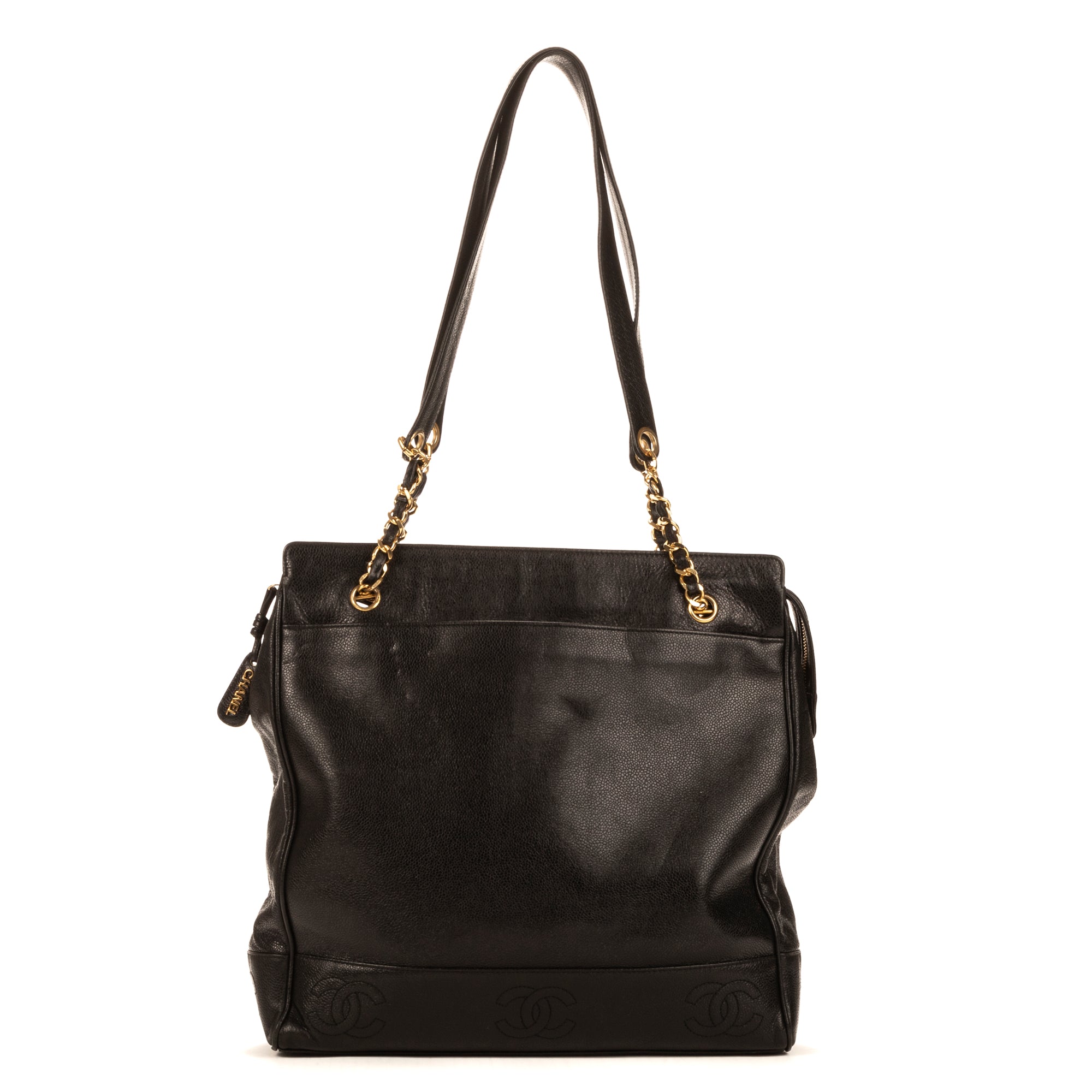 Shoulder Bag Triple Coco Tote Black Caviar Leather