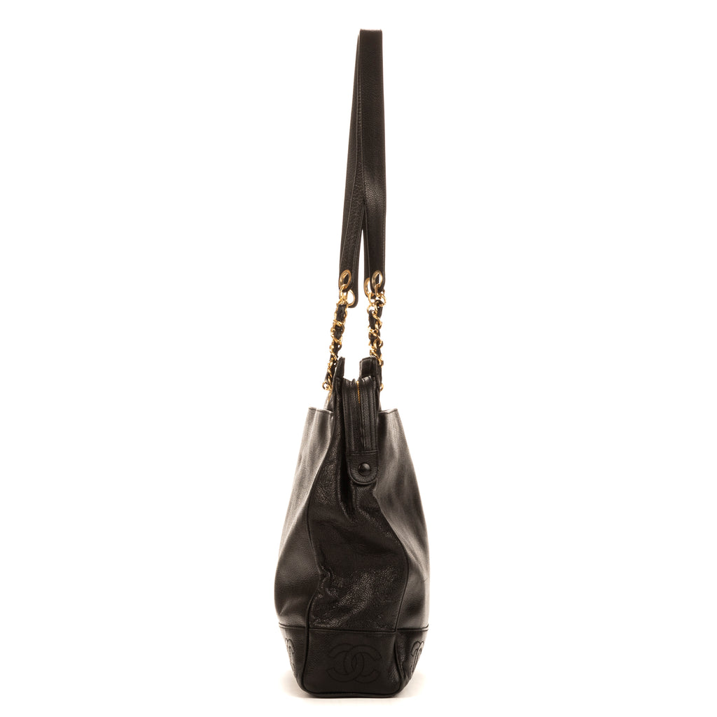 Shoulder Bag Triple Coco Tote Black Caviar Leather
