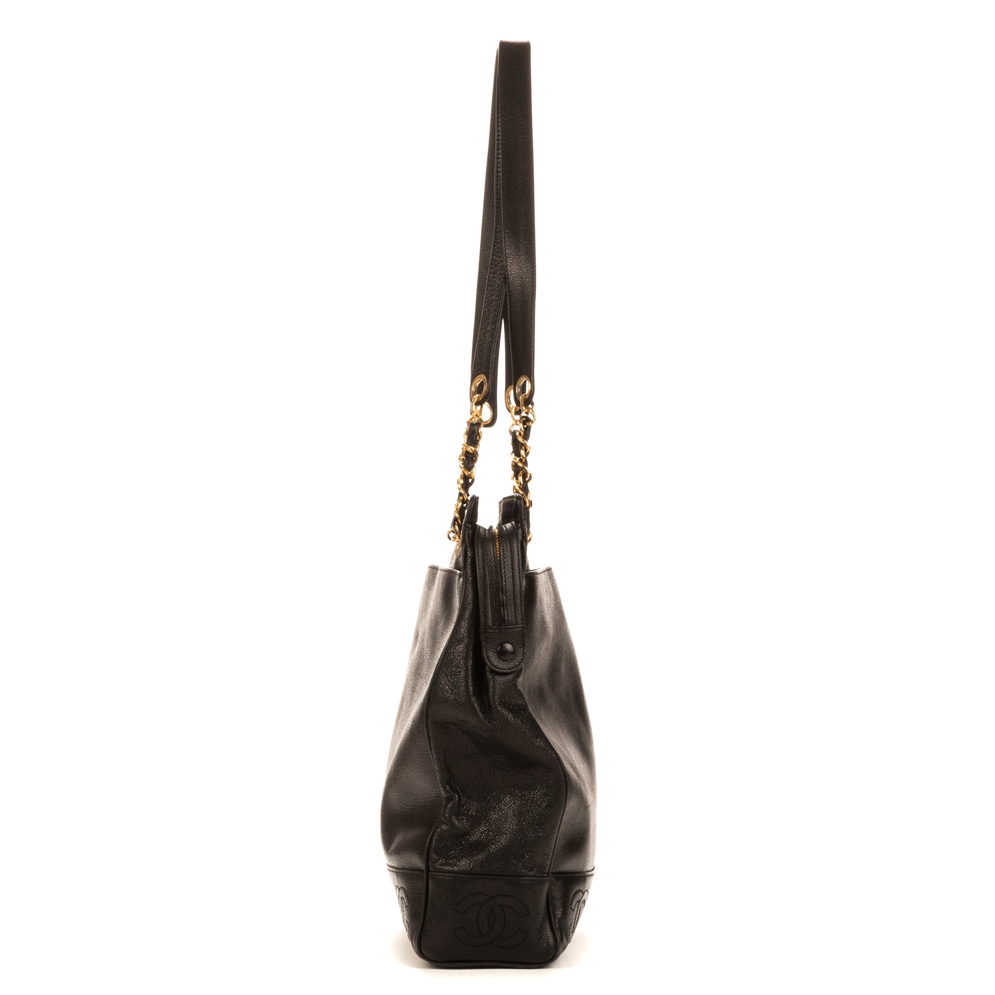 Shoulder Bag Triple Coco Tote Black Caviar Leather