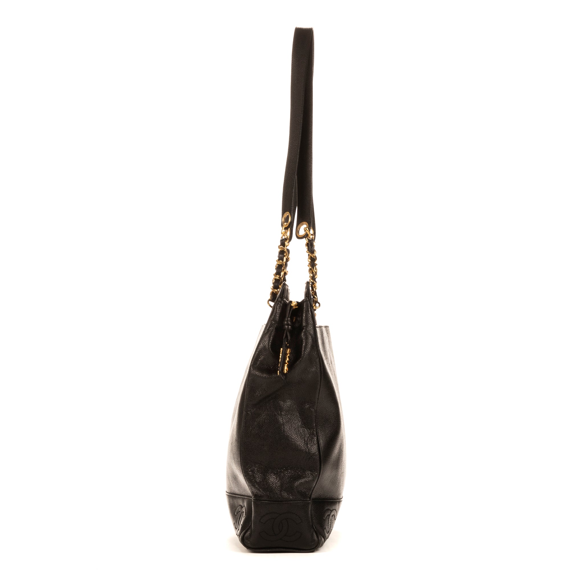 Shoulder Bag Triple Coco Tote Black Caviar Leather