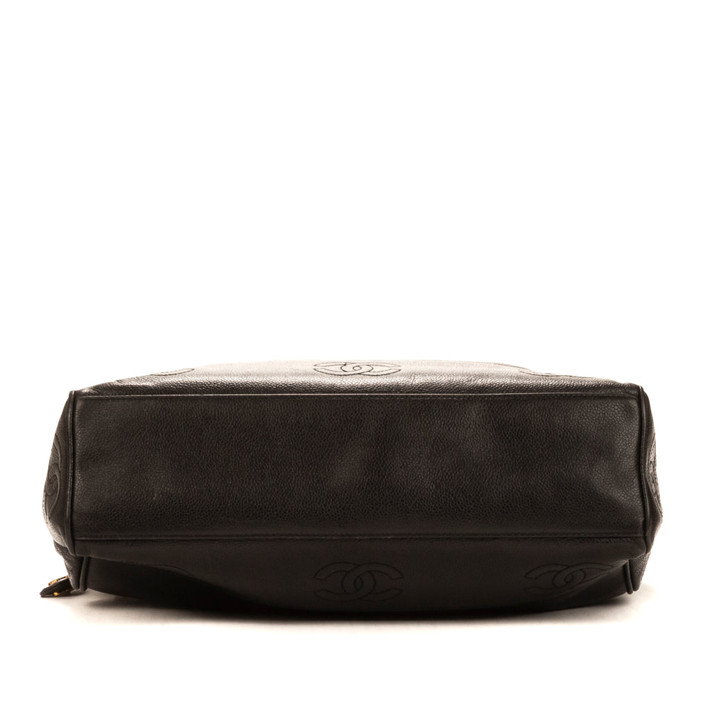Shoulder Bag Triple Coco Tote Black Caviar Leather