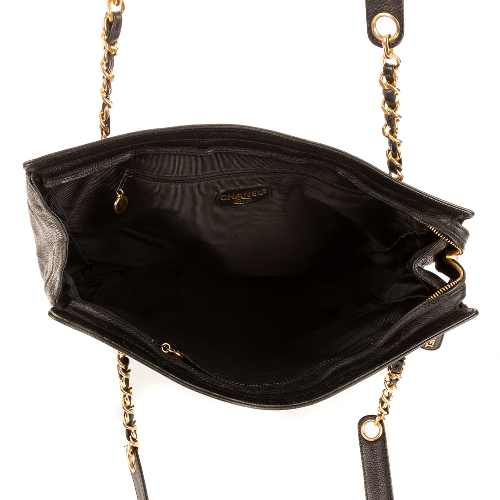 Shoulder Bag Triple Coco Tote Black Caviar Leather