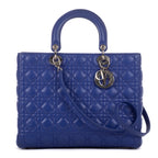 Handbag Large Lady Dior Zip GM Purple Calfskin Leather