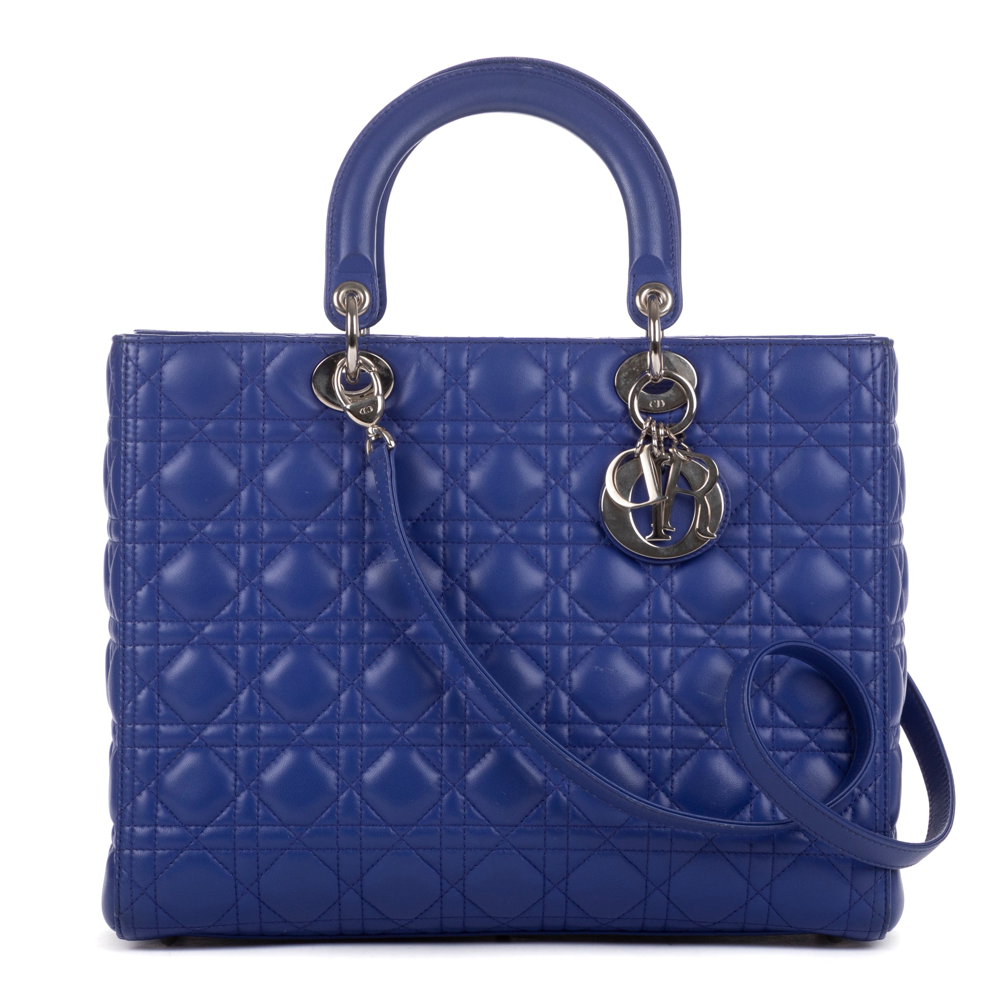 Handbag Large Lady Dior Zip GM Purple Calfskin Leather