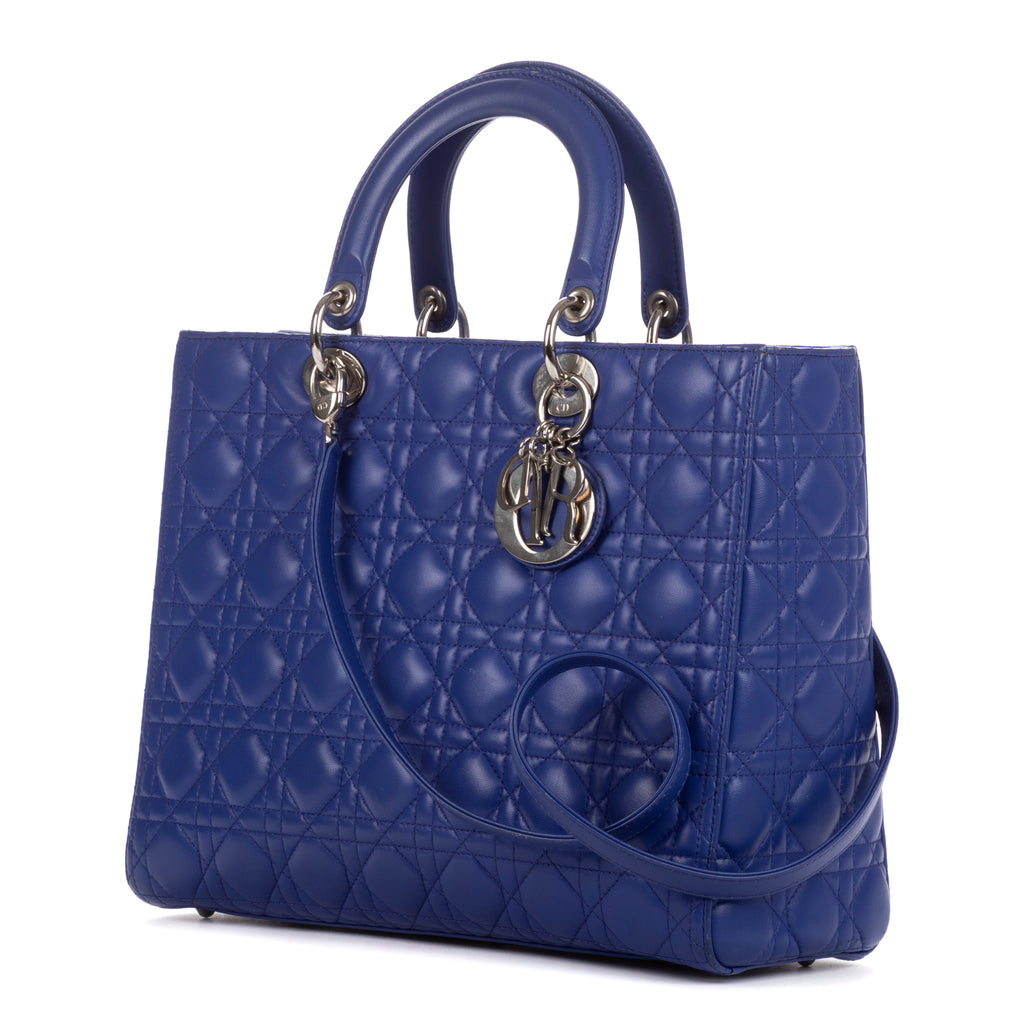 Handbag Large Lady Dior Zip GM Purple Calfskin Leather