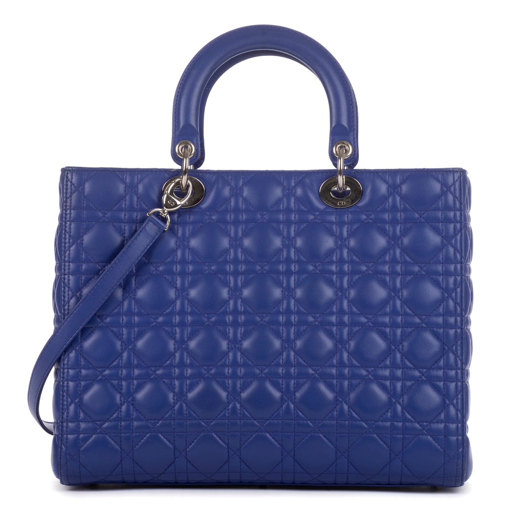 Handbag Large Lady Dior Zip GM Purple Calfskin Leather