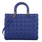 Handbag Large Lady Dior Zip GM Purple Calfskin Leather