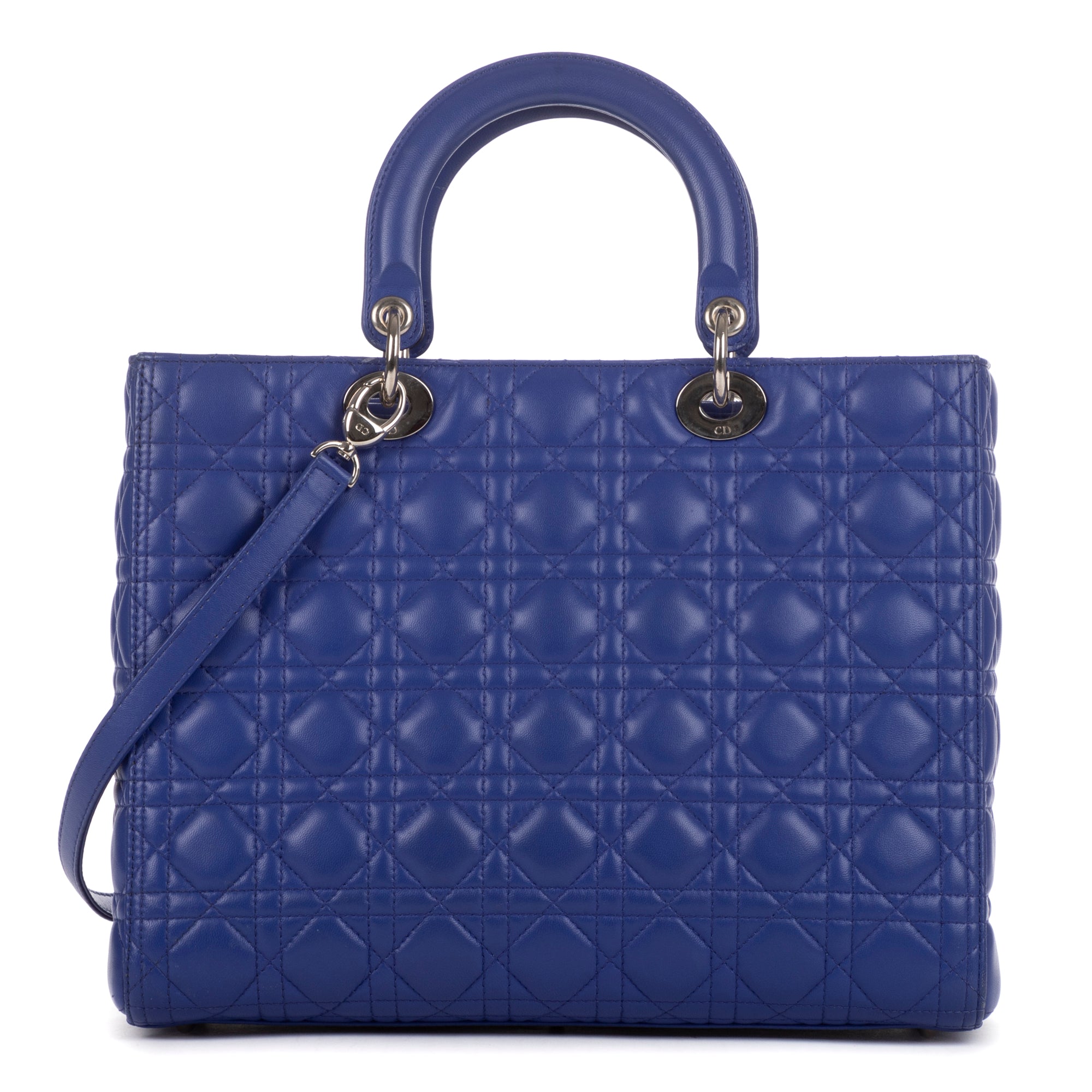 Handbag Large Lady Dior Zip GM Purple Calfskin Leather