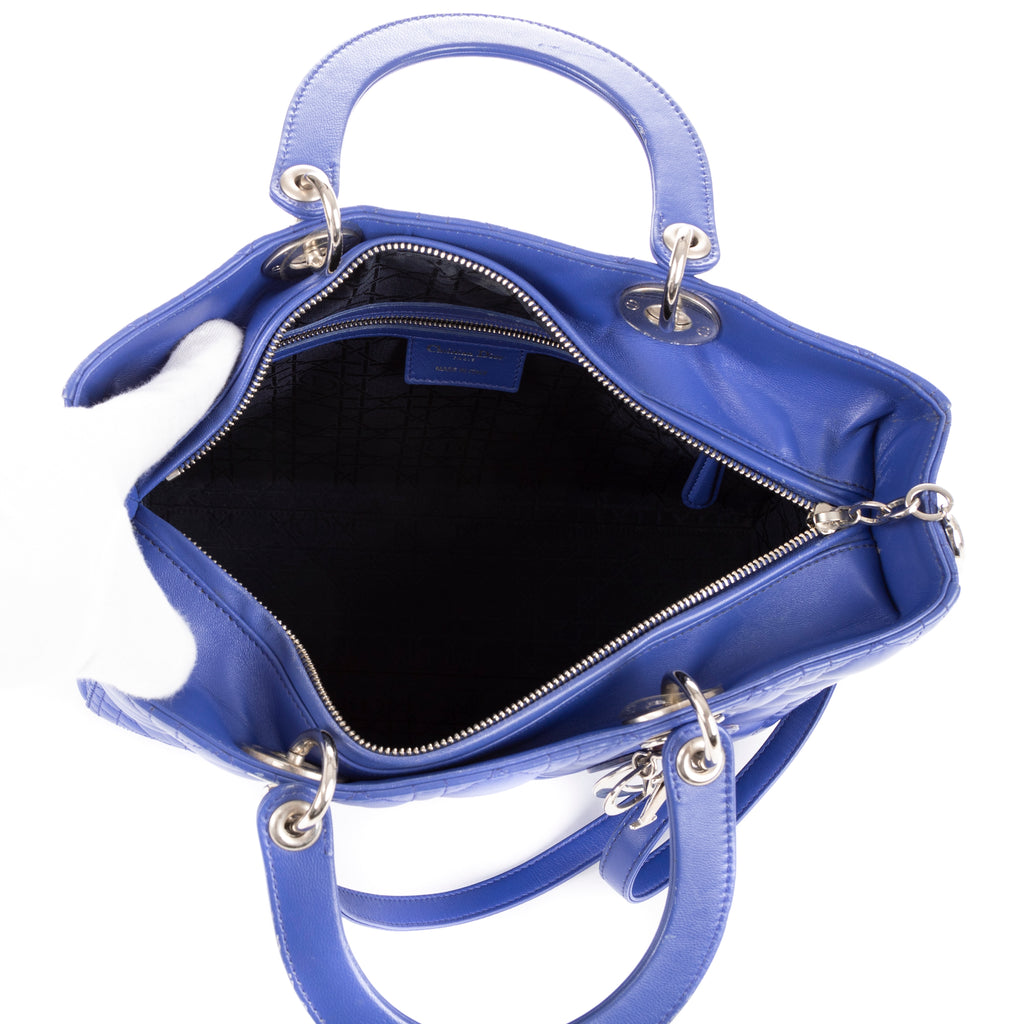 Handbag Large Lady Dior Zip GM Purple Calfskin Leather