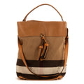 Bolso de Hombro Mochila Cuadros Marrones