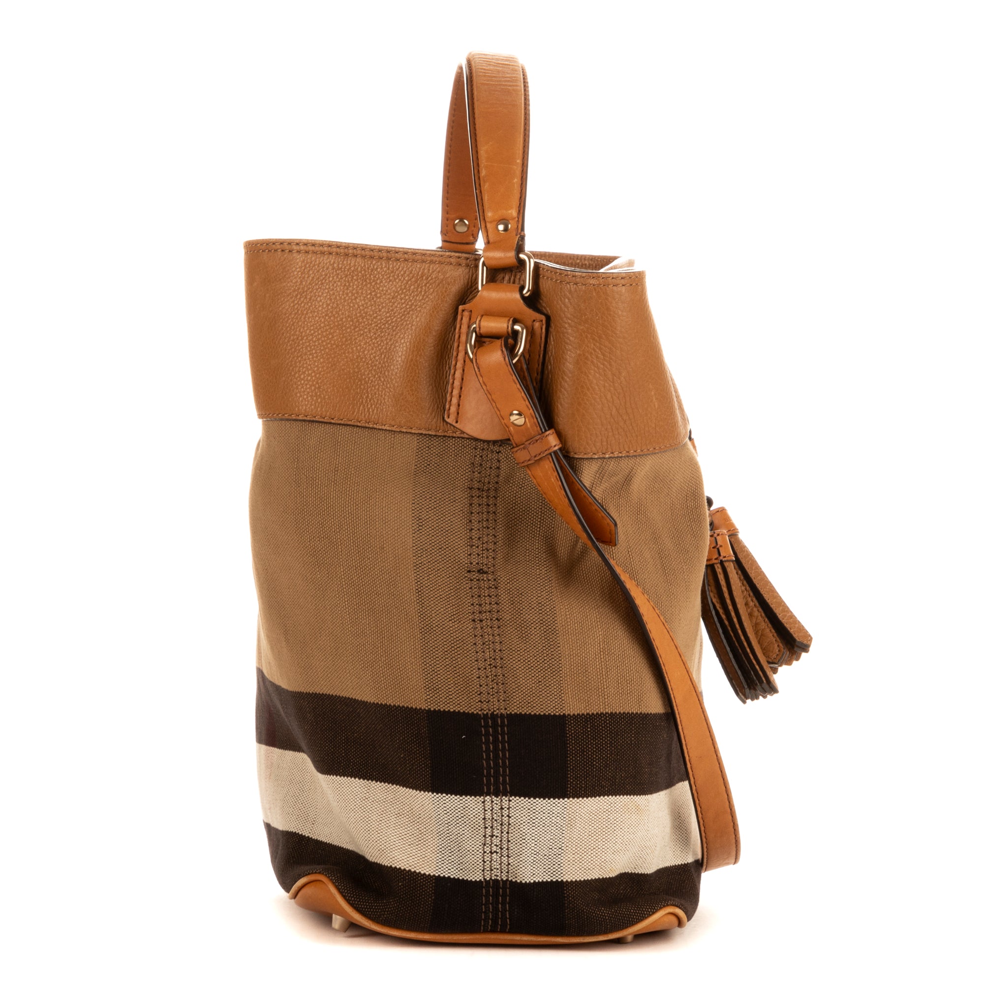 Shoulder Bag Rucksack Brown Check