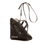 Sac de voyage triangulaire en cuir de veau noir