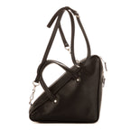 Sac de voyage triangulaire en cuir de veau noir
