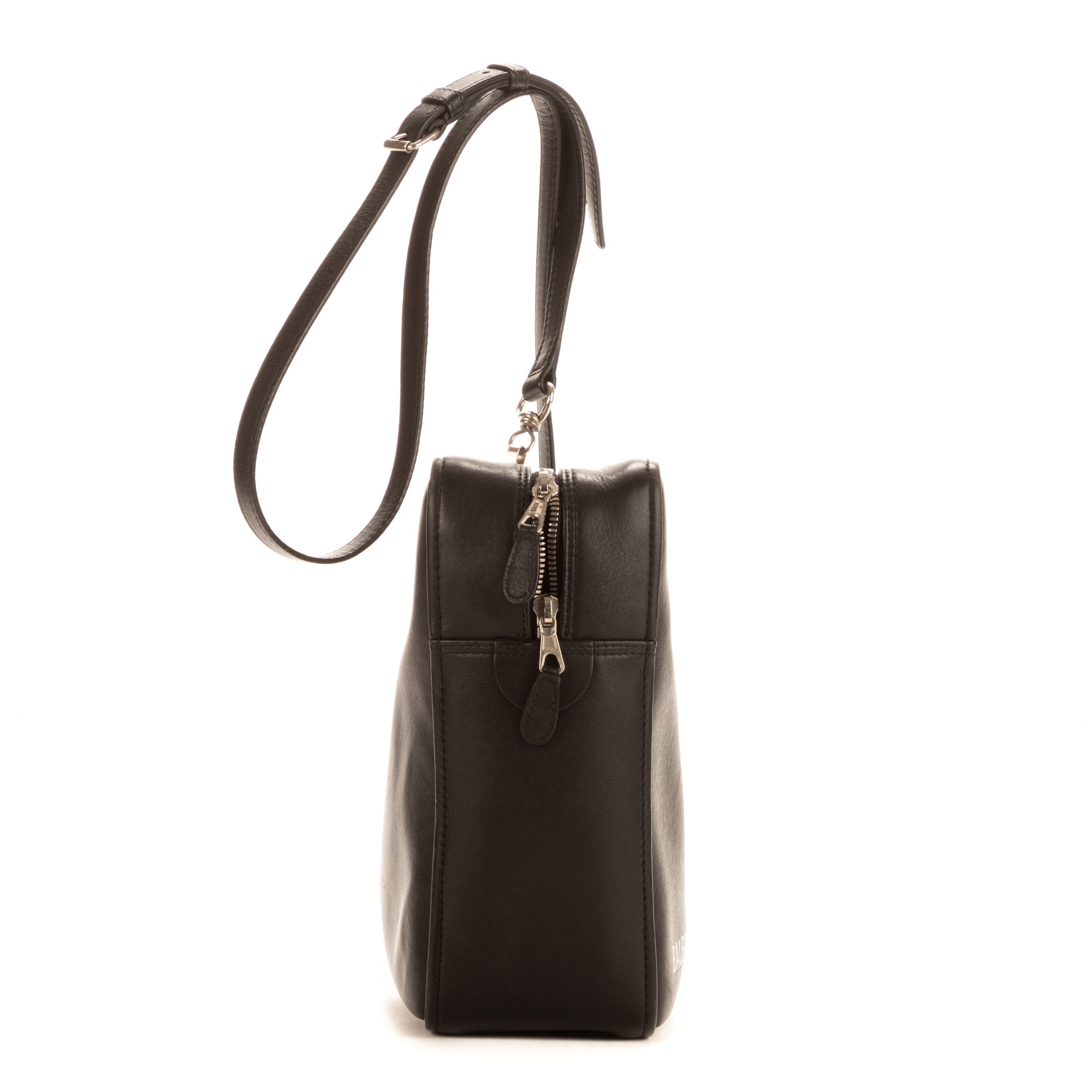 Sac de voyage triangulaire en cuir de veau noir