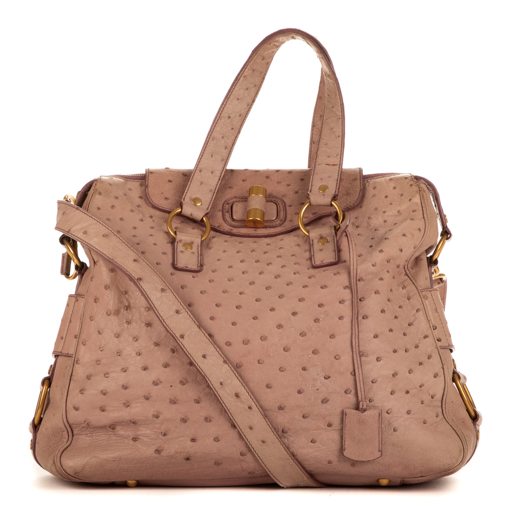 Sac bandoulière Sac Rive Gauch en cuir Rose Ostriche