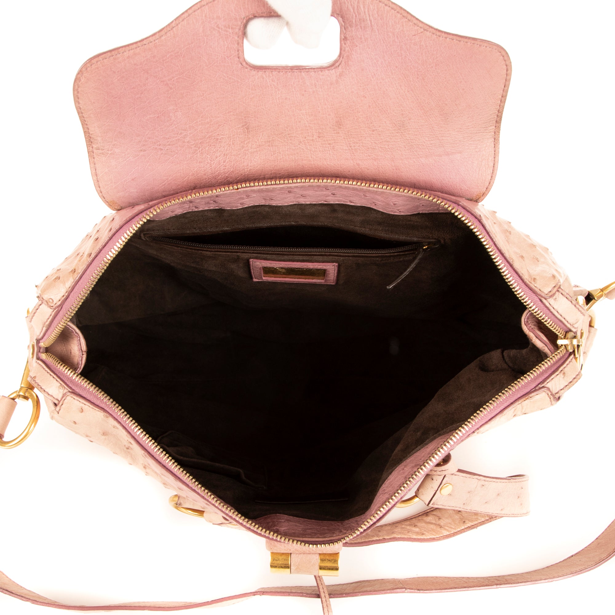Sac bandoulière Sac Rive Gauch en cuir Rose Ostriche
