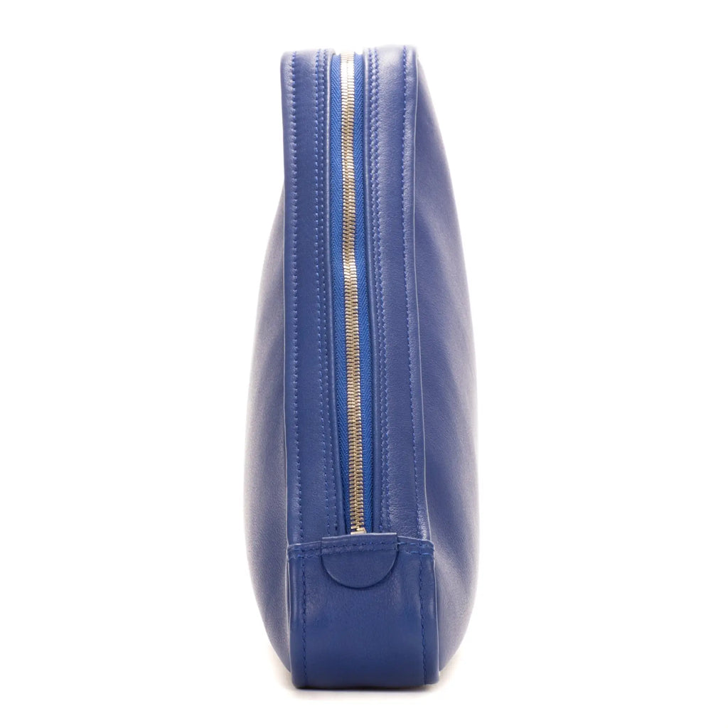 Clutch Triangle Pouch Blue Calfskin leather