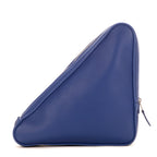 Pochette de sac triangulaire en cuir de veau bleu