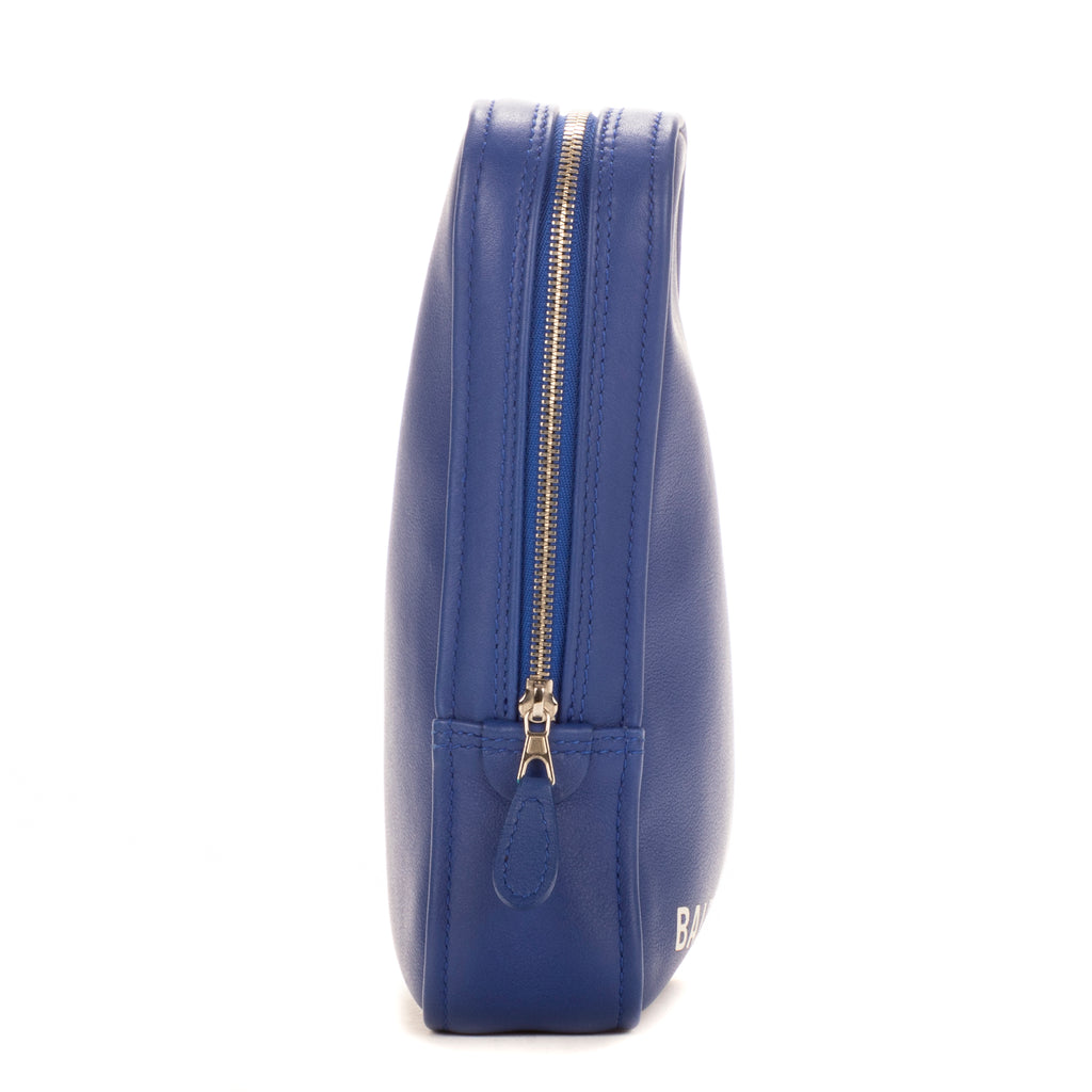 Pochette de sac triangulaire en cuir de veau bleu