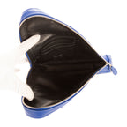 Pochette de sac triangulaire en cuir de veau bleu