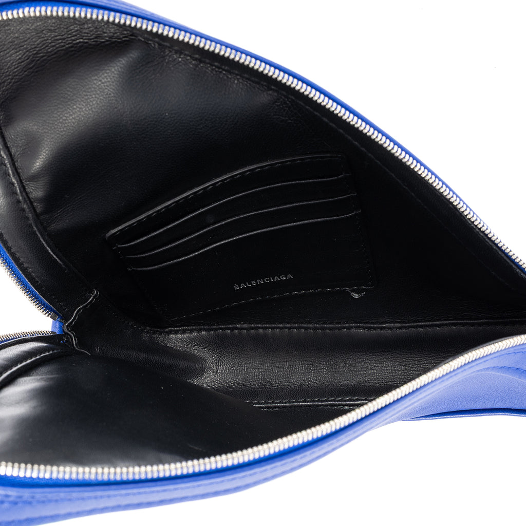 Clutch Triangle Pouch Blue Calfskin leather