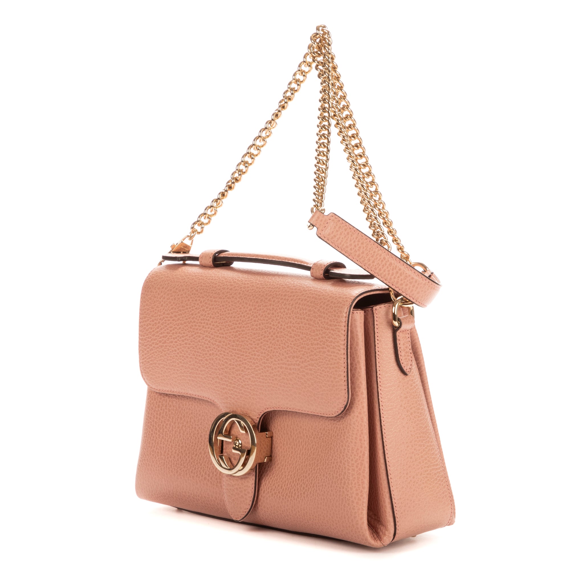 Bolso de hombro Interlocking G Piel de vaca rosa