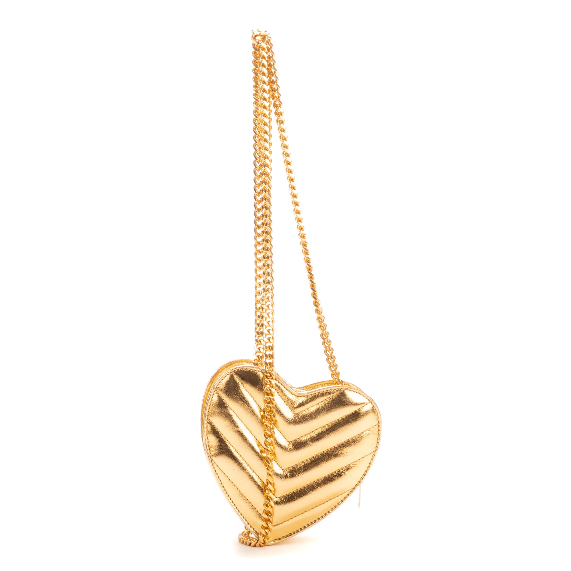 Shoulder Bag Heart Mini Gold Metalic calfskin leather