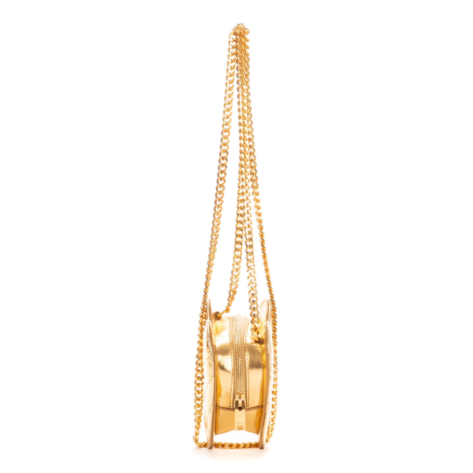 Shoulder Bag Heart Mini Gold Metalic calfskin leather