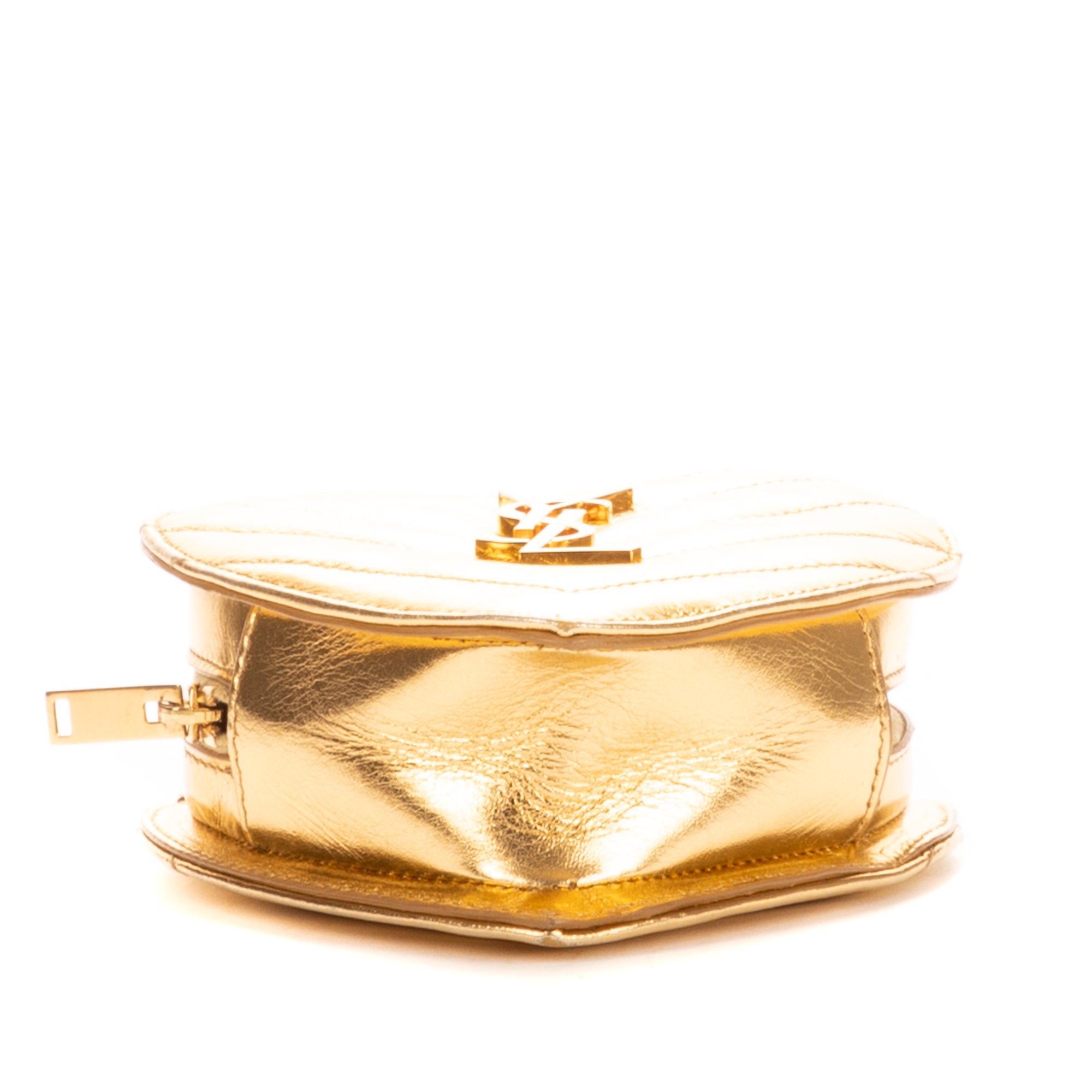 Shoulder Bag Heart Mini Gold Metalic calfskin leather