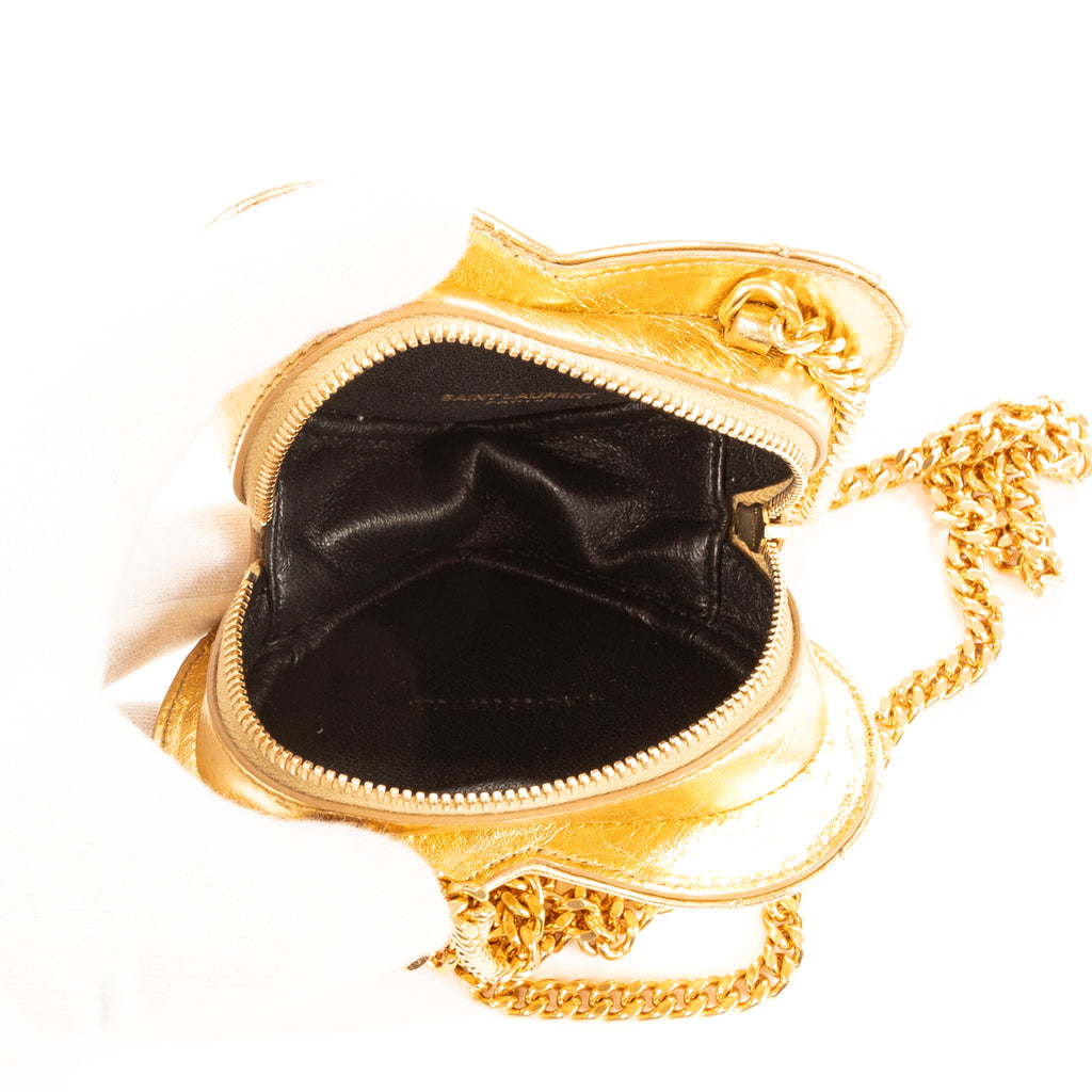 Shoulder Bag Heart Mini Gold Metalic calfskin leather