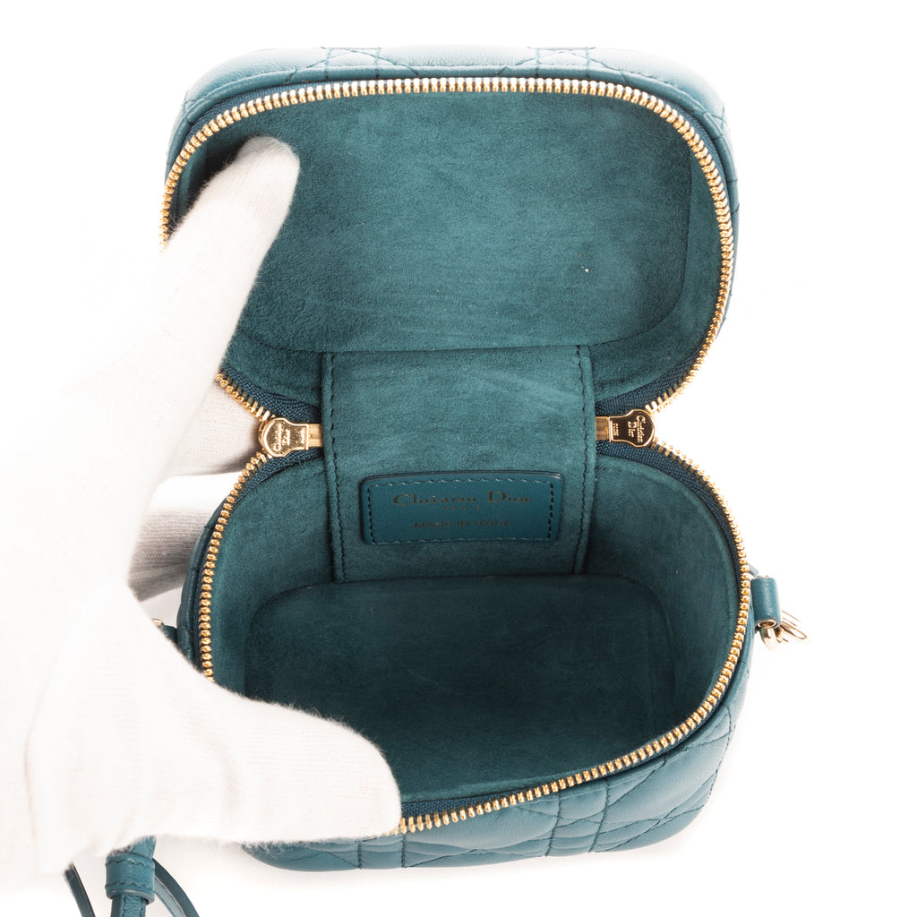 Bolso de mano Micro Lady Dior Vanity Case piel Ocean Cannage