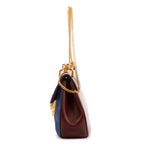 Bolso de hombro Drew en piel de becerro/ante azul