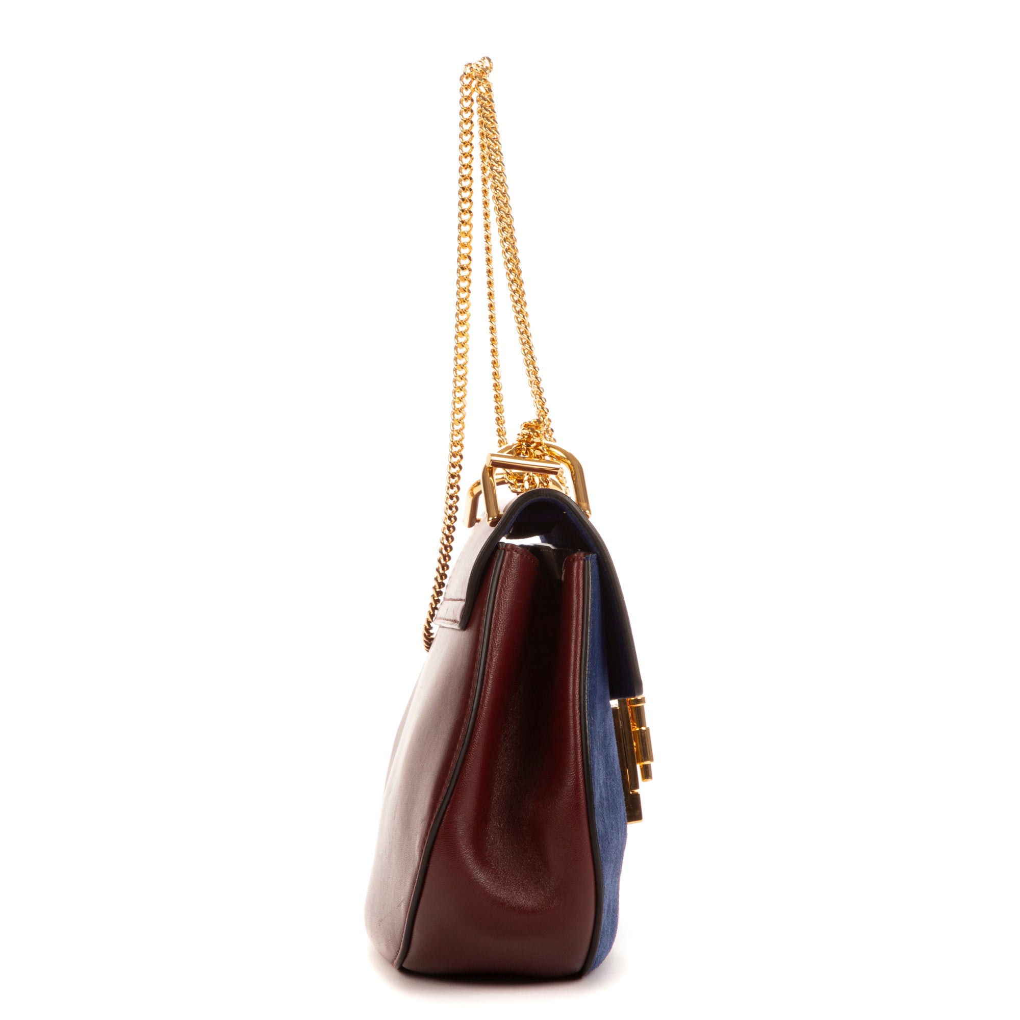 Bolso de hombro Drew en piel de becerro/ante azul