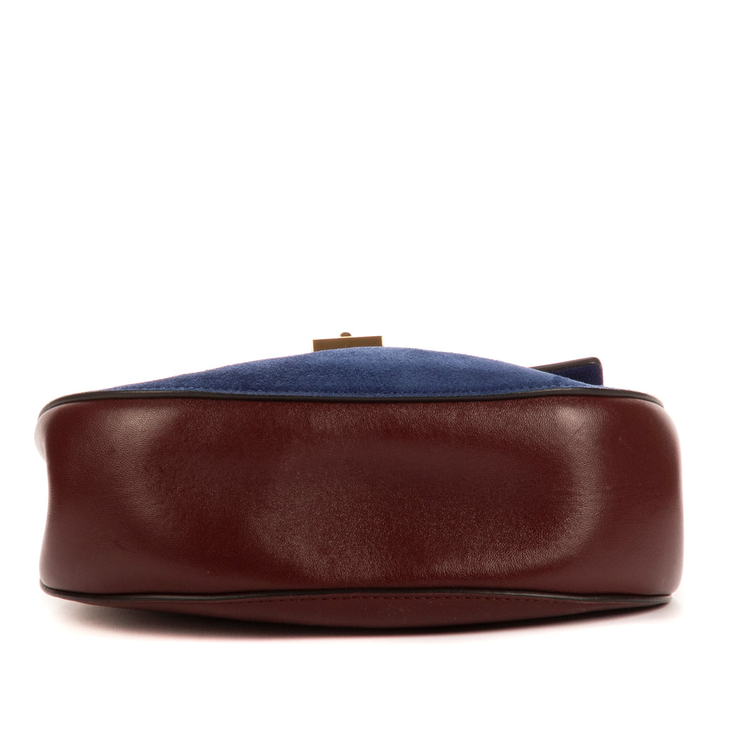 Bolso de hombro Drew en piel de becerro/ante azul