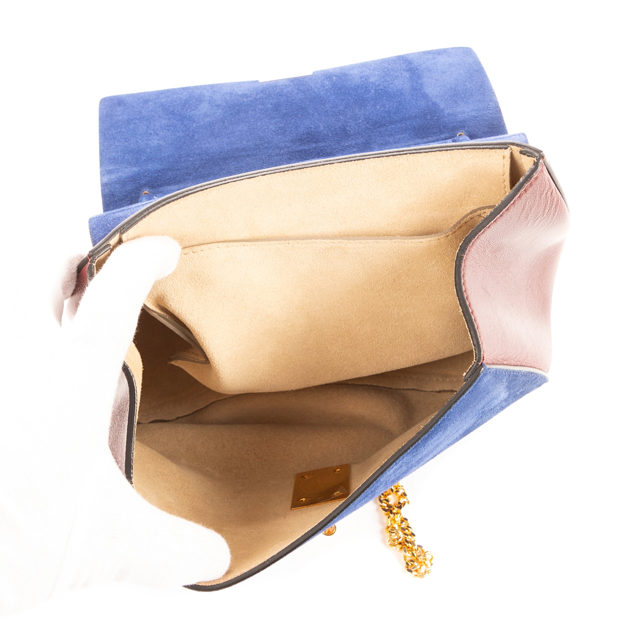 Bolso de hombro Drew en piel de becerro/ante azul