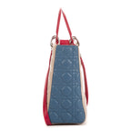 Bolso de mano de mujer grande de piel color marfil con grabado cannage