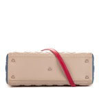 Bolso de mano de mujer grande de piel color marfil con grabado cannage
