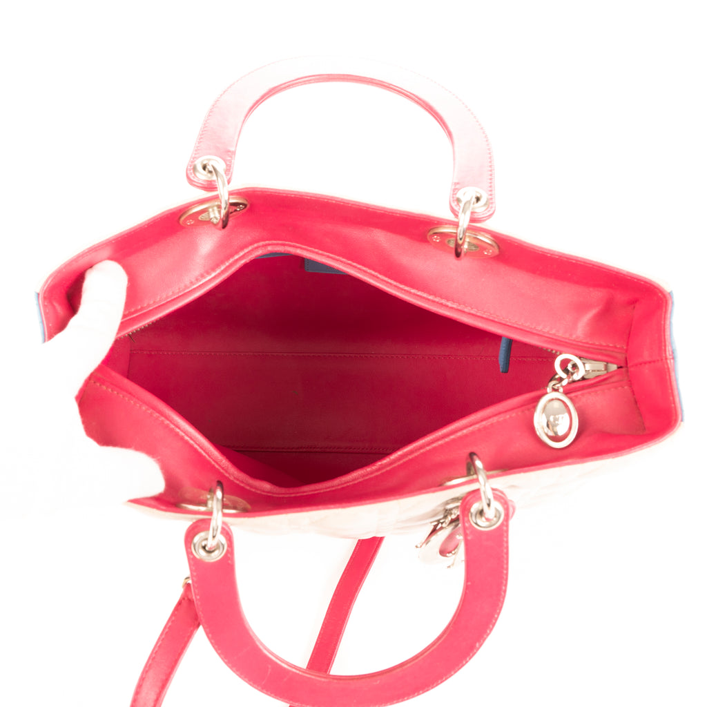 Bolso de mano de mujer grande de piel color marfil con grabado cannage