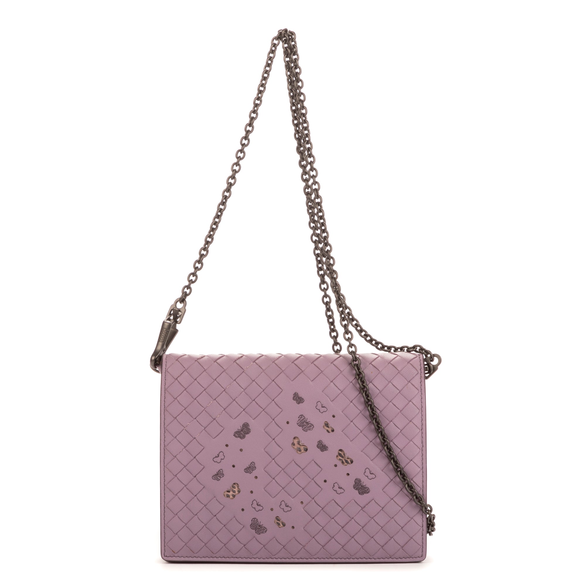 Shoulder Bag Ltd Ed. Ayers Butterfly WOC Lilac Intrecciato leather