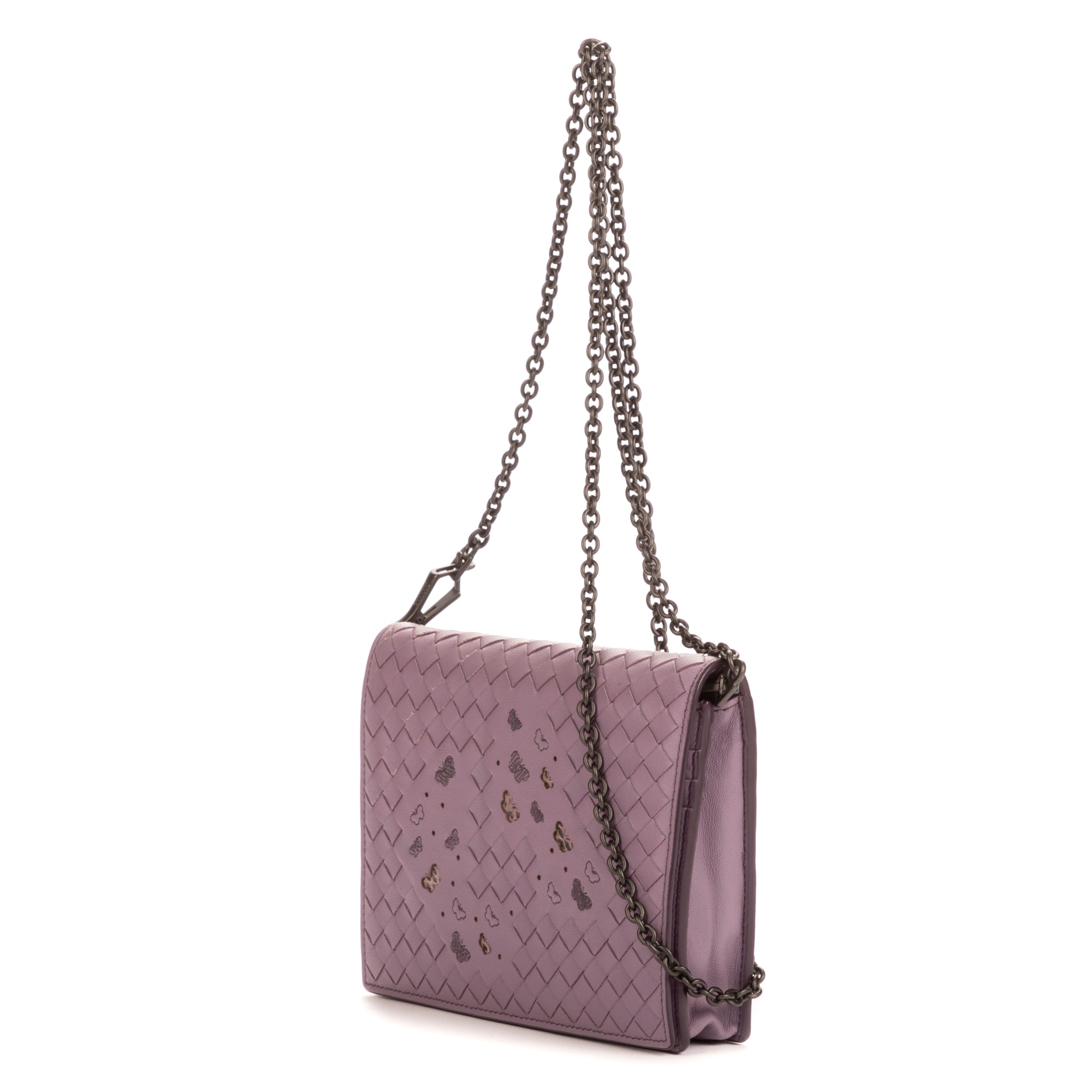 Shoulder Bag Ltd Ed. Ayers Butterfly WOC Lilac Intrecciato leather
