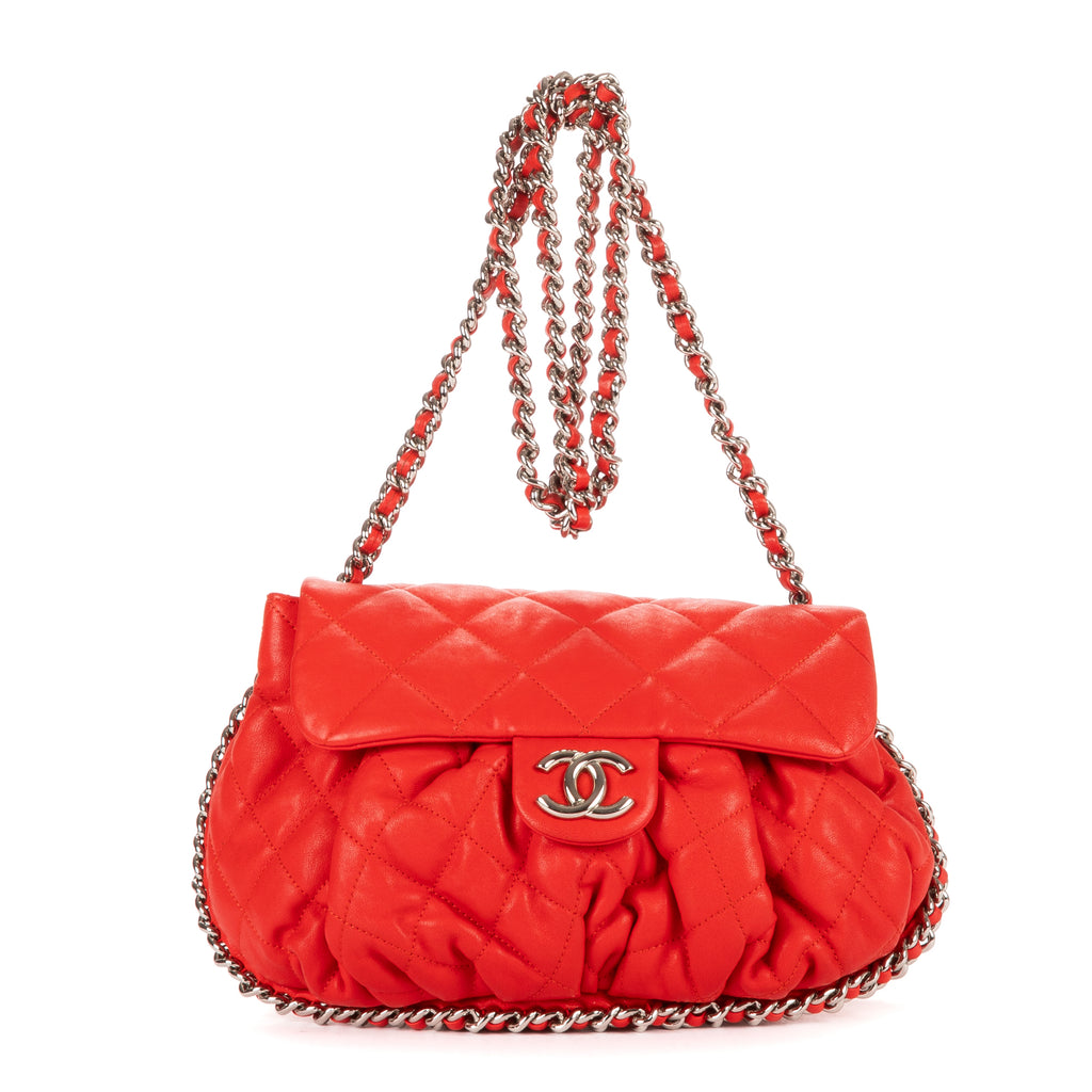 Bolso al hombro Cadena Redonda Piel de becerro roja
