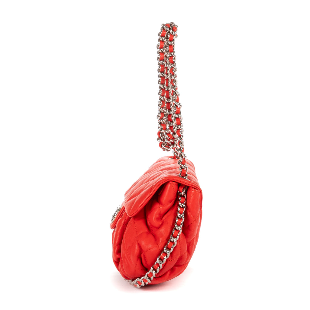 Bolso al hombro Cadena Redonda Piel de becerro roja