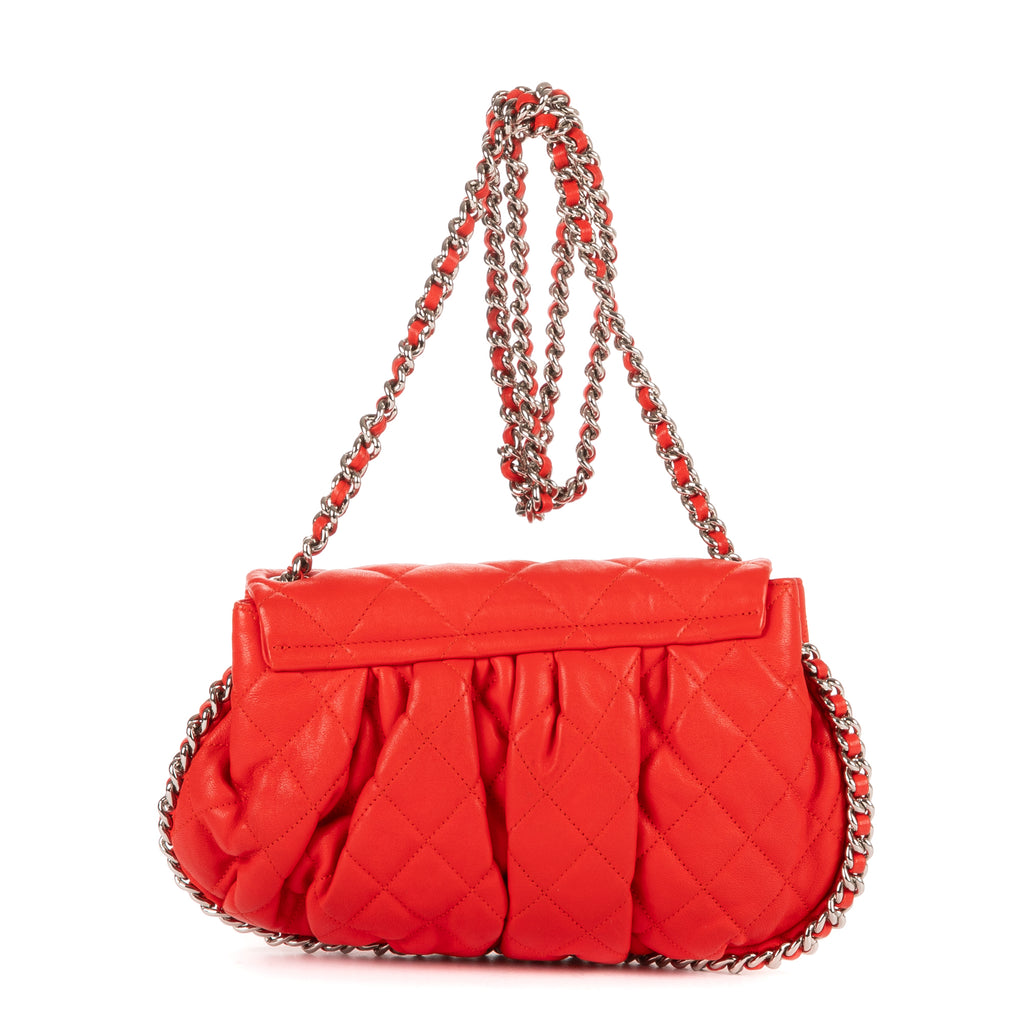 Bolso al hombro Cadena Redonda Piel de becerro roja