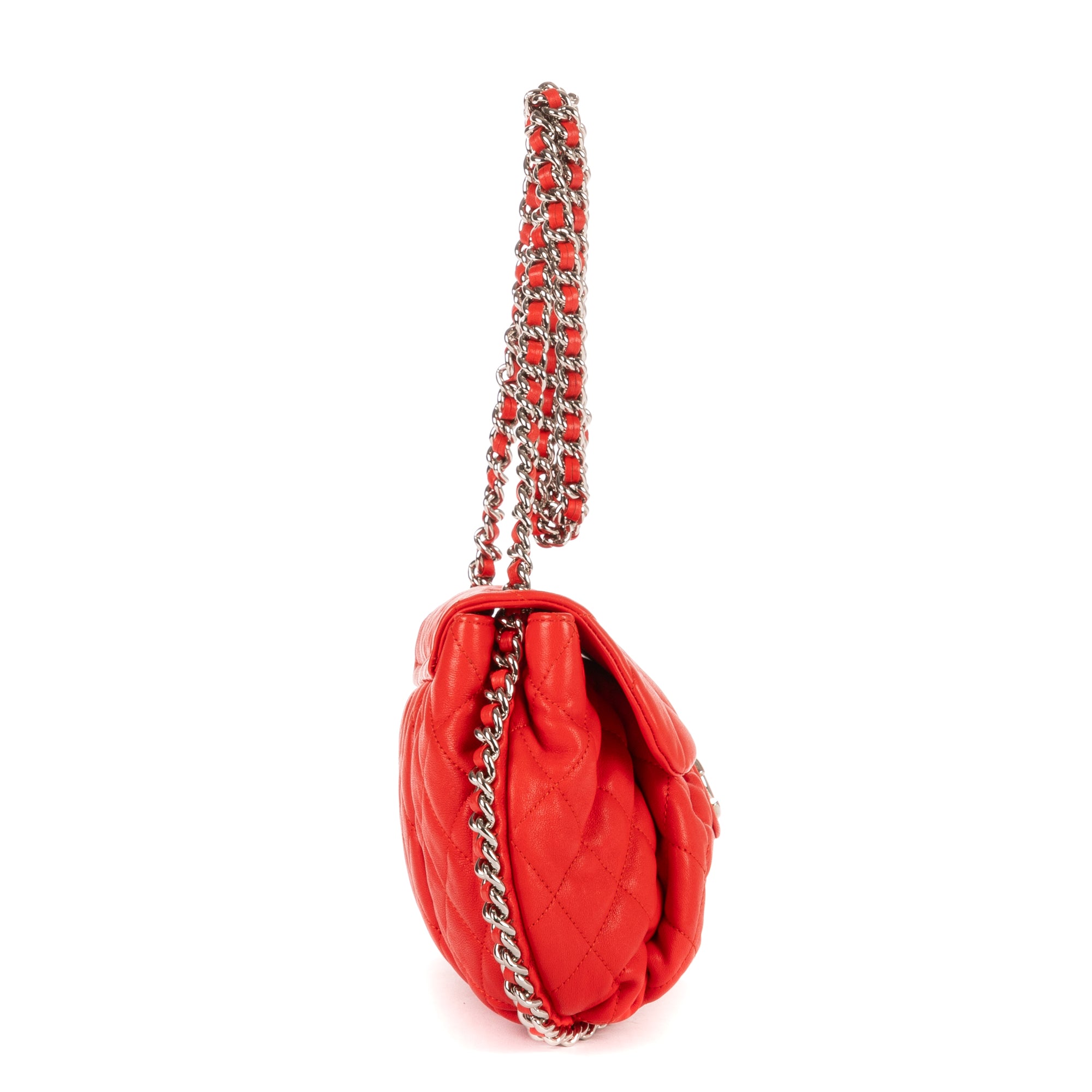 Bolso al hombro Cadena Redonda Piel de becerro roja