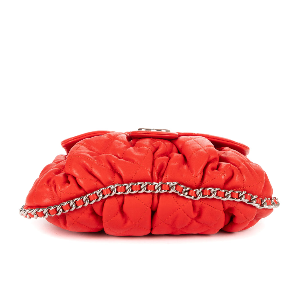 Bolso al hombro Cadena Redonda Piel de becerro roja