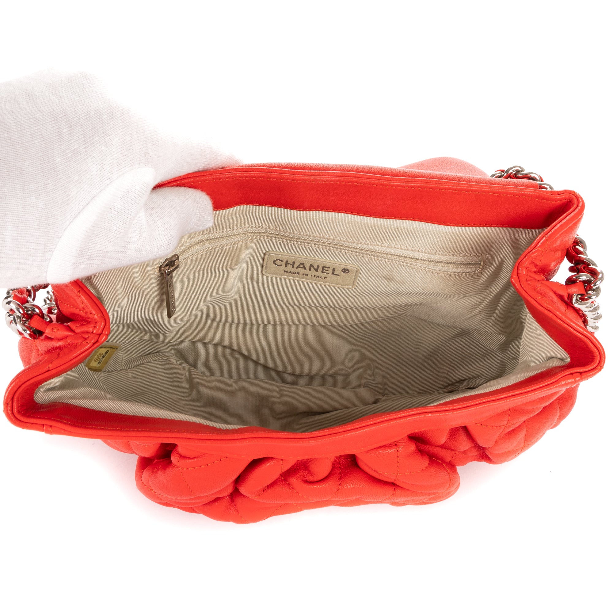 Bolso al hombro Cadena Redonda Piel de becerro roja