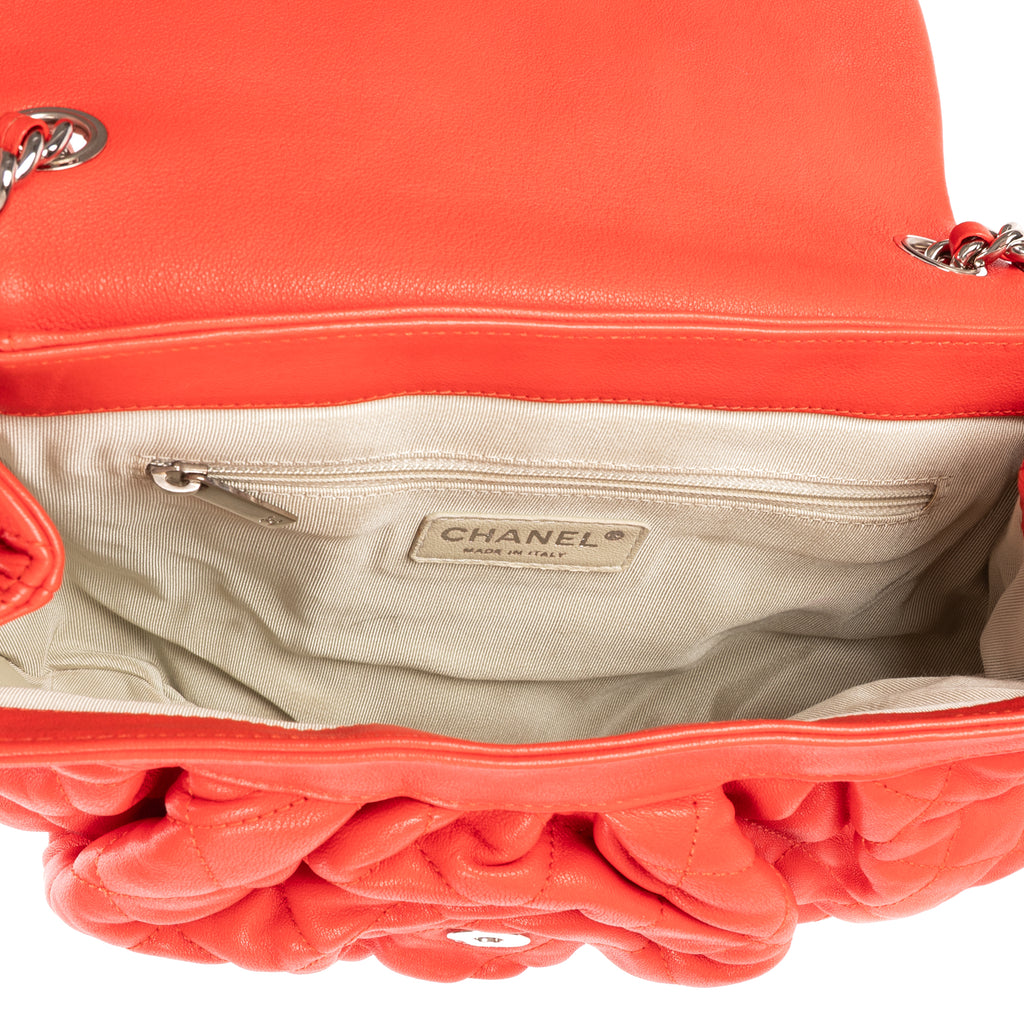 Shoulder Bag Chain Round Red Calfskin leather