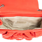 Shoulder Bag Chain Round Red Calfskin leather