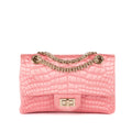 Shoulder Bag Reissue Mini Double Flap Crocodile Satin Pink Satin Croco Quilted