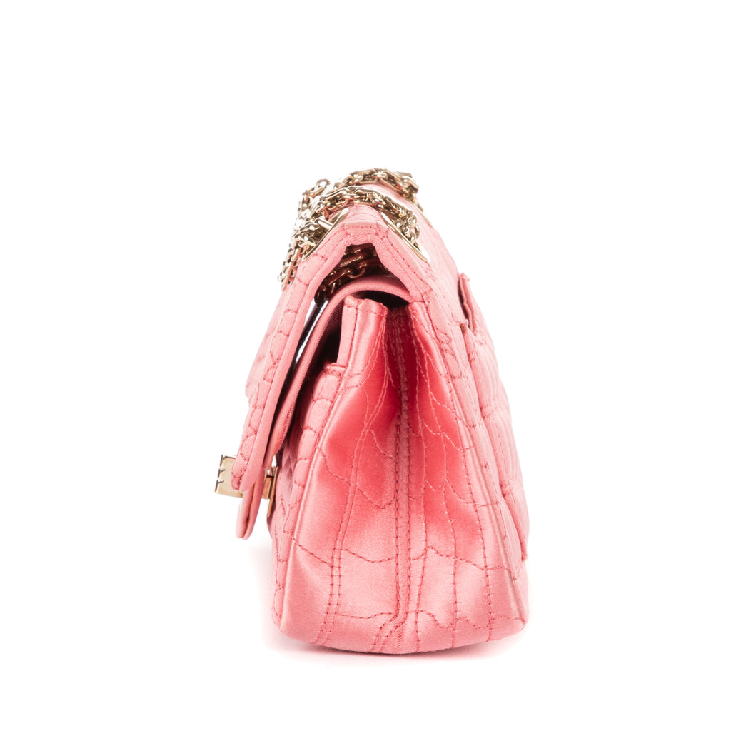 Shoulder Bag Reissue Mini Double Flap Crocodile Satin Pink Satin Croco Quilted